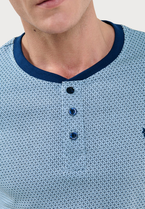 Pijama Hombre Largo Tapeta Algodón Punto Estampado - Azul 5311_39 - 46995687 - https://www.elbuhonocturno.com/