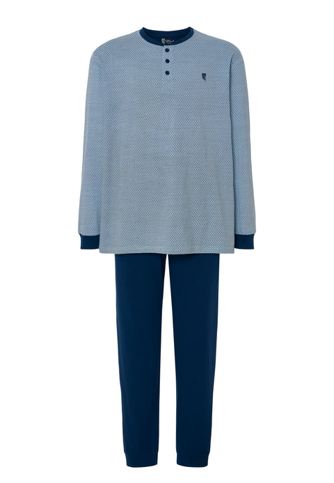 Pijama Hombre Largo Tapeta Algodón Punto Estampado - Azul 5311_39 - 43441305 - https://www.elbuhonocturno.com/