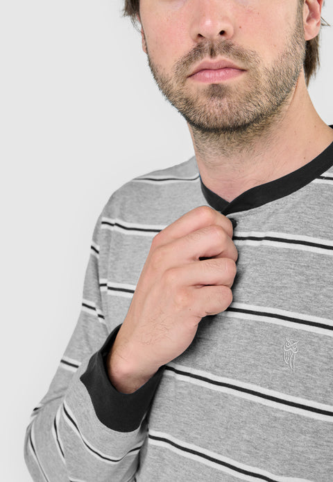 Pijama Hombre Largo Tapeta Algodón Punto Rayas - Gris 5587_20 - 37889092 - https://www.elbuhonocturno.com/