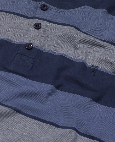 Pijama Hombre Largo Tapeta Algodón Punto Rayas - Azul 5598_39