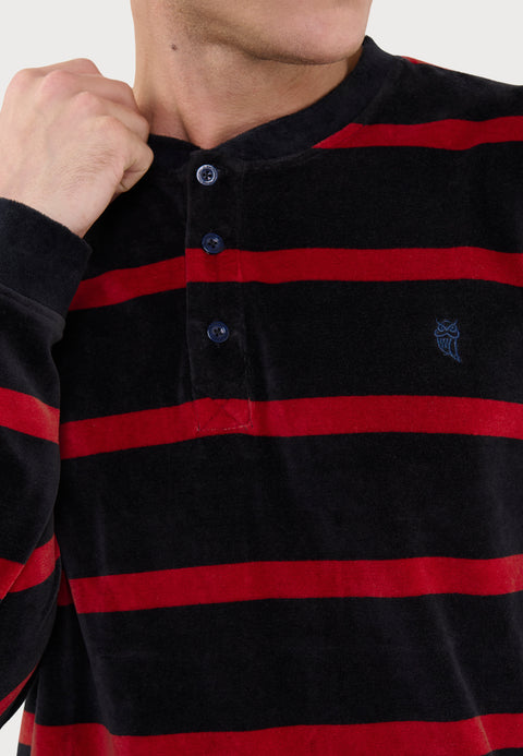 Pijama Hombre Invierno Terciopelo Rayas - Azul 5742_39