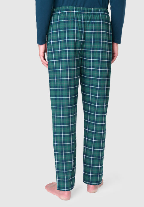 8814 - Premium Flannel Checked Long Trousers - Green