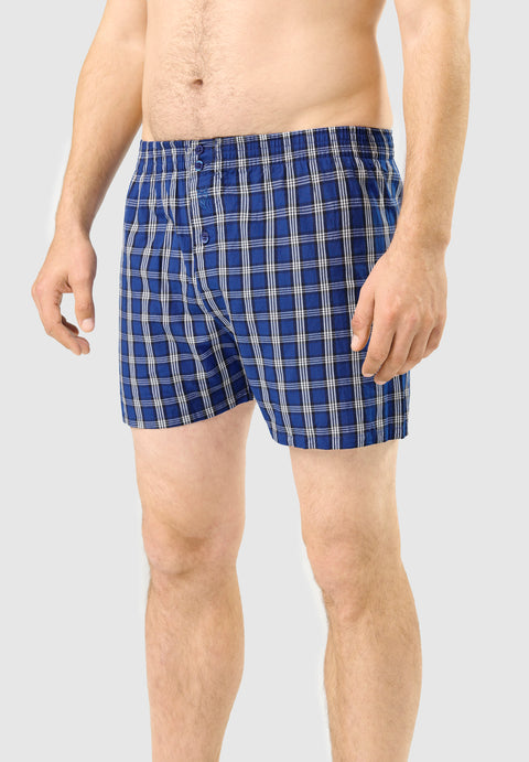Calzoncillo Bóxer Hombre Algodón Tela Cuadros - Azul 6312_33 - 99391626 - https://www.elbuhonocturno.com/