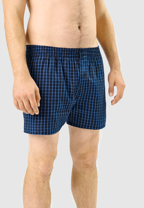Calzoncillo Bóxer Hombre Algodón Tela Cuadros - Azul 6313_39 - 58551173 - https://www.elbuhonocturno.com/