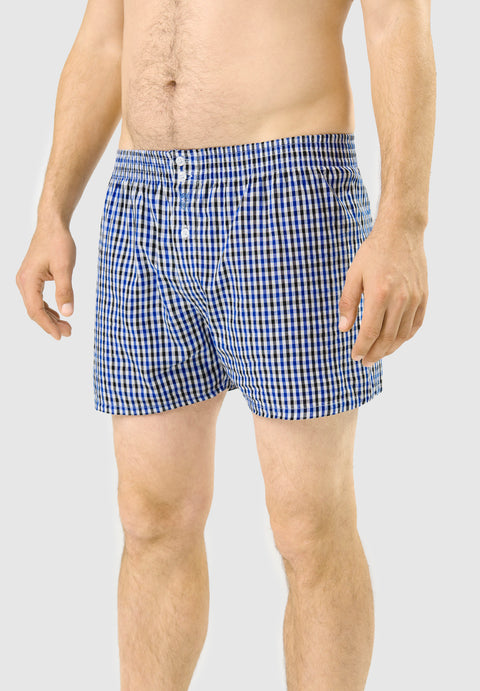 Calzoncillo Bóxer Hombre Algodón Tela Cuadros - Azul 6314_38 - 73963697 - https://www.elbuhonocturno.com/