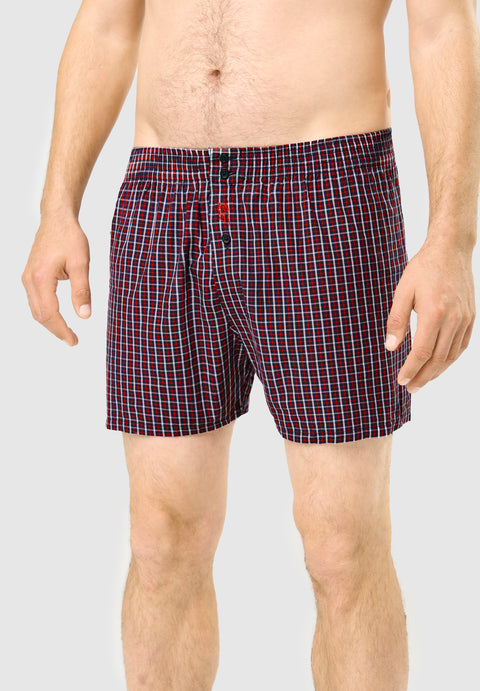 Calzoncillo Bóxer Hombre Algodón Tela Cuadros - Rojo 6317_94 - 41987635 - https://www.elbuhonocturno.com/