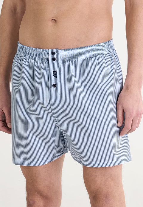 Calzoncillo Bóxer Hombre Algodón Tela Rayas - Celeste 6322_30