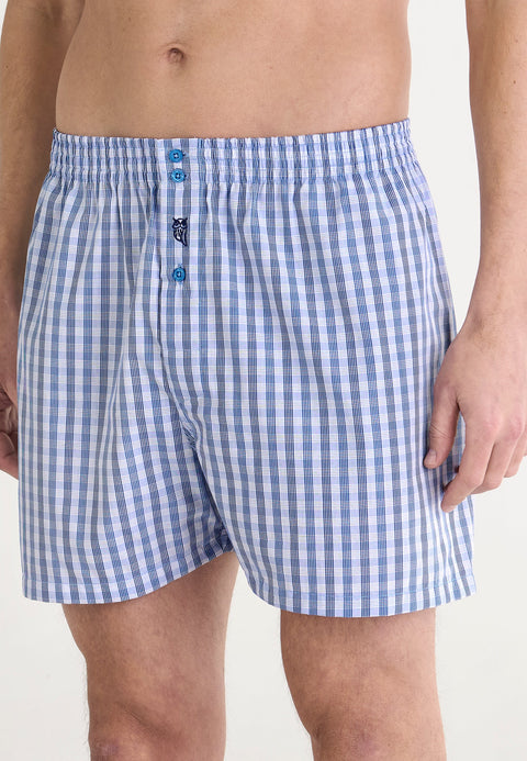 Calzoncillo Bóxer Hombre Algodón Tela Cuadros - Azul 6324_36
