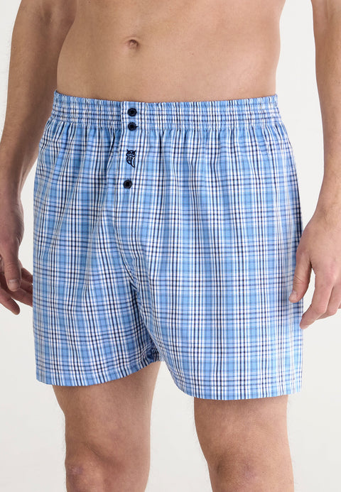 Calzoncillo Bóxer Hombre Algodón Tela Cuadros - Azul 6325_37