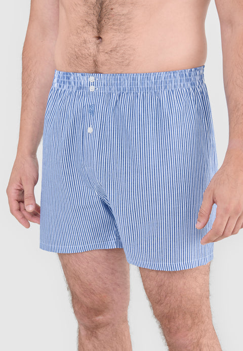 Calzoncillo Bóxer Hombre Algodón Popelín Rayas - Azul 6932_36 - 85058850 - https://www.elbuhonocturno.com/