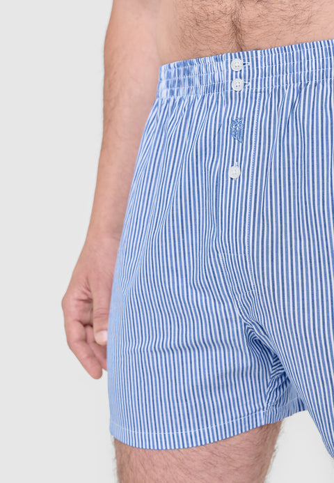 Calzoncillo Bóxer Hombre Algodón Popelín Rayas - Azul 6932_36 - 5319142 - https://www.elbuhonocturno.com/
