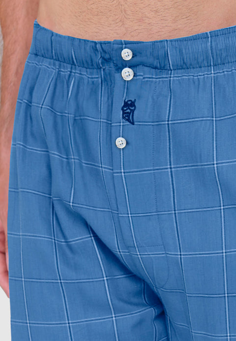 Calzoncillo Bóxer Hombre Algodón Popelín Cuadros - Azul 6933_38 - 8617385 - https://www.elbuhonocturno.com/