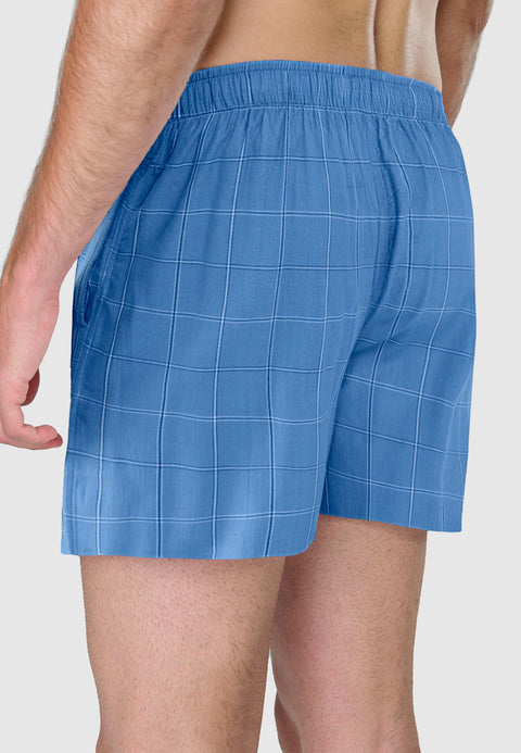 Calzoncillo Bóxer Hombre Algodón Popelín Cuadros - Azul 6933_38 - 27088706 - https://www.elbuhonocturno.com/