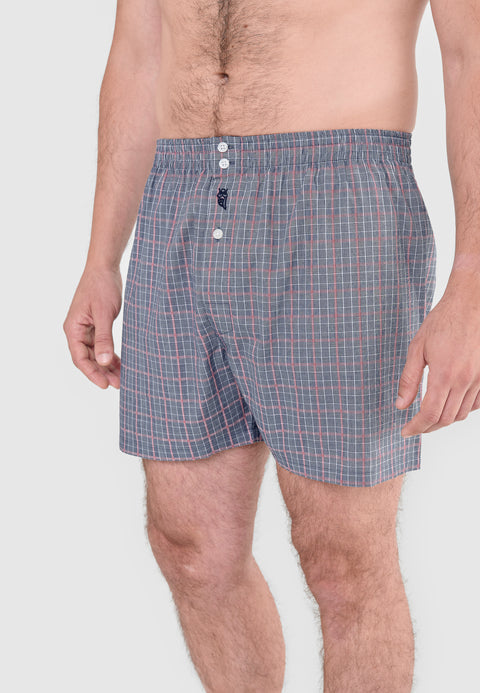 Calzoncillo Bóxer Hombre Algodón Popelín Cuadros - Gris 6934_22 - 36468369 - https://www.elbuhonocturno.com/