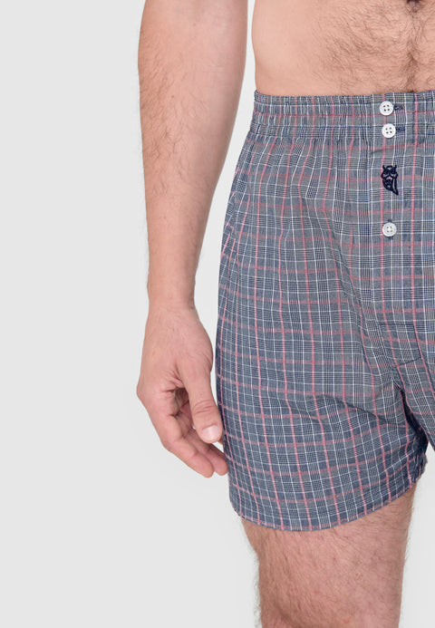 Calzoncillo Bóxer Hombre Algodón Popelín Cuadros - Gris 6934_22 - 21727367 - https://www.elbuhonocturno.com/