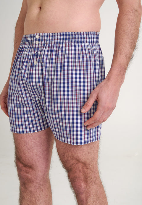 Calzoncillo Bóxer Hombre Algodón Popelín Cuadros - Azul 6936_39 - 8525894 - https://www.elbuhonocturno.com/
