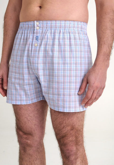Calzoncillo Bóxer Hombre Algodón Popelín Cuadros - Azul 6937_30 - 90068543 - https://www.elbuhonocturno.com/