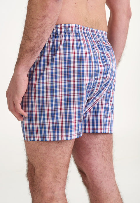 Calzoncillo Bóxer Hombre Algodón Popelín Cuadros - Azul 6938_36 - 48486880 - https://www.elbuhonocturno.com/