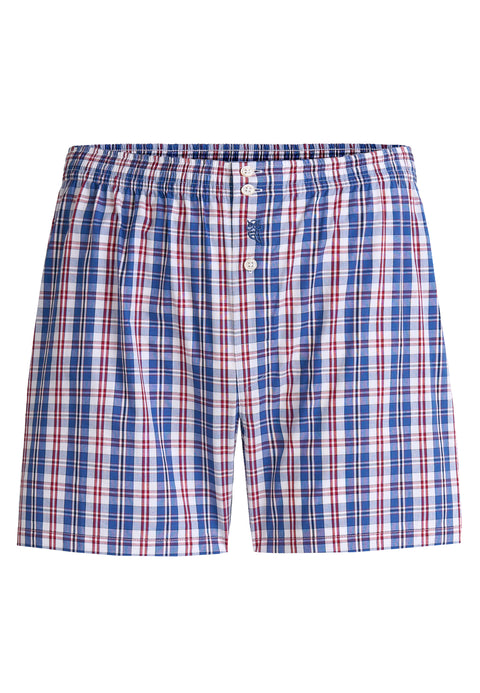 Calzoncillo Bóxer Hombre Algodón Popelín Cuadros - Azul 6938_36 - 46485808 - https://www.elbuhonocturno.com/