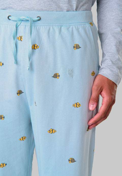 Pantalón Pijama Largo Hombre Punto Estampado - Gris 8512_20