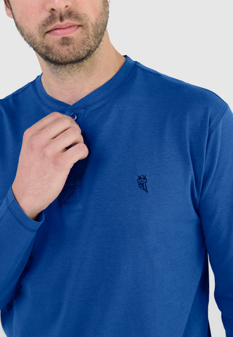 Camiseta Pijama Hombre Manga Larga Tapeta Algodón Lisa - Azul 7527_33 - 91370991 - https://www.elbuhonocturno.com/