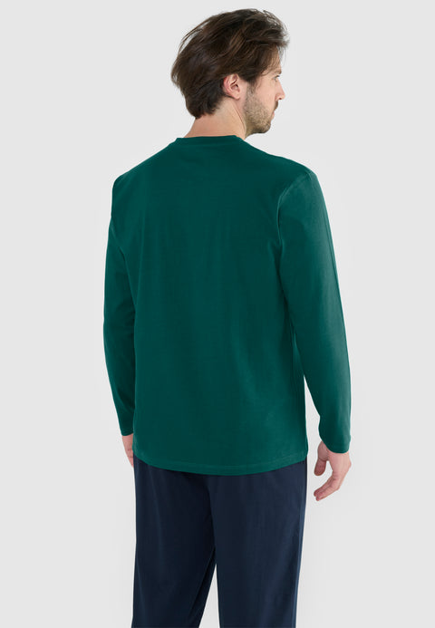 Camiseta Pijama Hombre Manga Larga Tapeta Algodón Lisa - Verde 7529_46 - 39245066 - https://www.elbuhonocturno.com/
