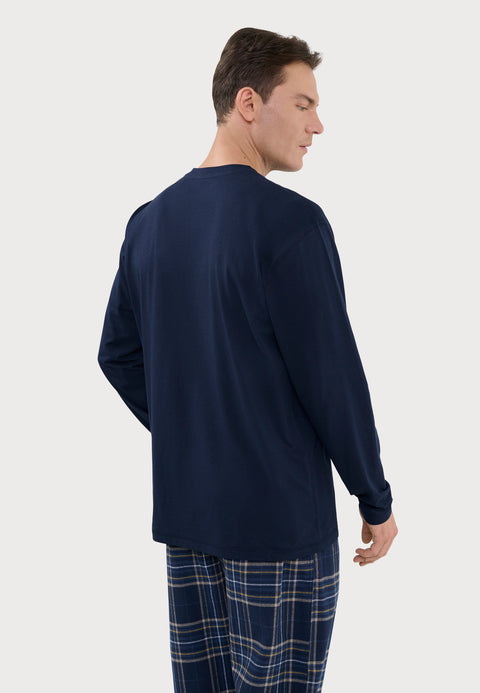 Camiseta Pijama Hombre Manga Larga Algodón | El Búho Nocturno - 3021524 - https://www.elbuhonocturno.com/