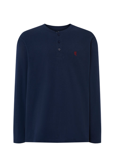 Camiseta Pijama Hombre Manga Larga Tapeta Algodón Lisa - Azul 7530_39 - 89100007 - https://www.elbuhonocturno.com/