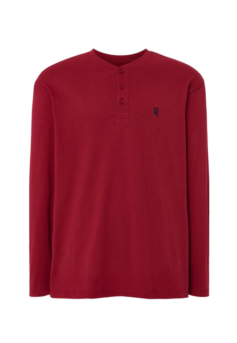 Camiseta Pijama Hombre Manga Larga Tapeta Algodón Lisa - Rojo 7531_90 - 85281359 - https://www.elbuhonocturno.com/