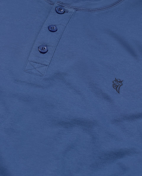 Camiseta Pijama Hombre Manga Larga Tapeta Algodón Lisa - Azul 7537_36
