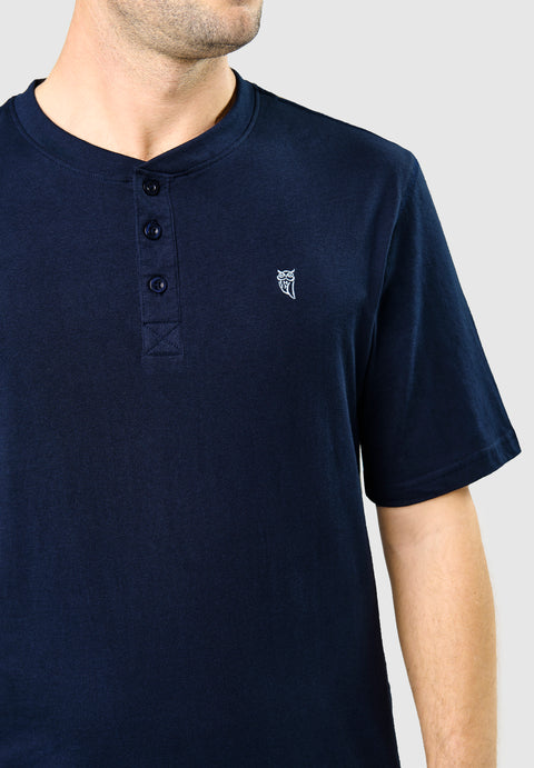 Camiseta Pijama Hombre Manga Corta Tapeta Algodón Lisa - Azul 7628_39 - 35578657 - https://www.elbuhonocturno.com/