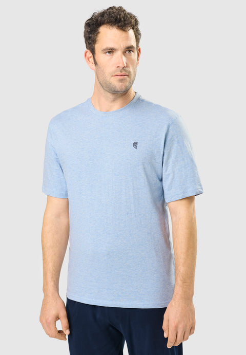 Camiseta Pijama Hombre Manga Corta Redondo Algodón Lisa - Azul 7629_30 - 71864369 - https://www.elbuhonocturno.com/