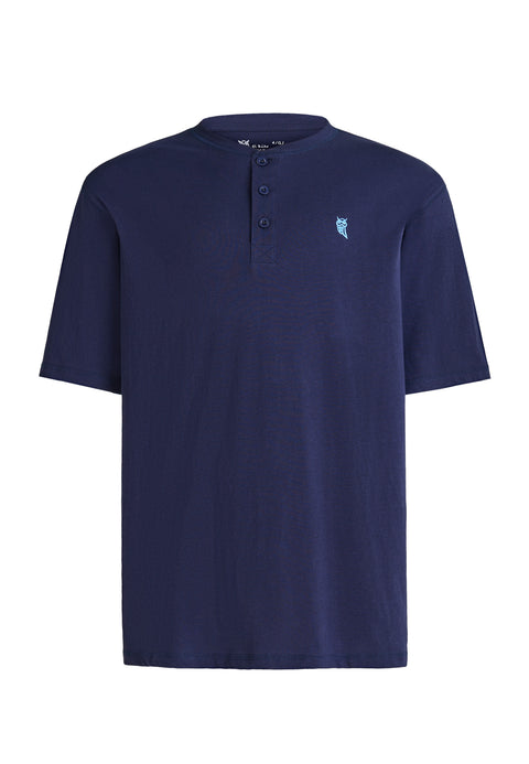 Camiseta Pijama Hombre Manga Corta Tapeta Algodón Lisa - Azul 7631_39 - 71405671 - https://www.elbuhonocturno.com/