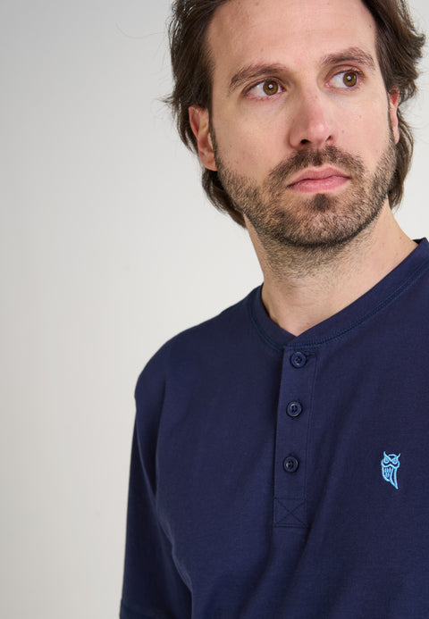 Camiseta Pijama Hombre Manga Corta Tapeta Algodón Lisa - Azul 7631_39 - 58418532 - https://www.elbuhonocturno.com/