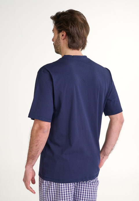 Camiseta Pijama Hombre Manga Corta Tapeta Algodón Lisa - Azul 7631_39 - 72240347 - https://www.elbuhonocturno.com/