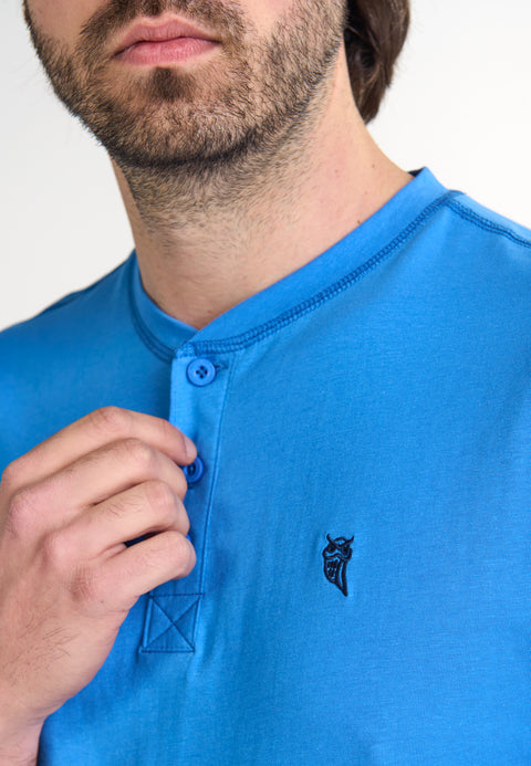 Camiseta Pijama Hombre Manga Corta Tapeta Algodón Lisa - Azul 7632_30 - 45757151 - https://www.elbuhonocturno.com/