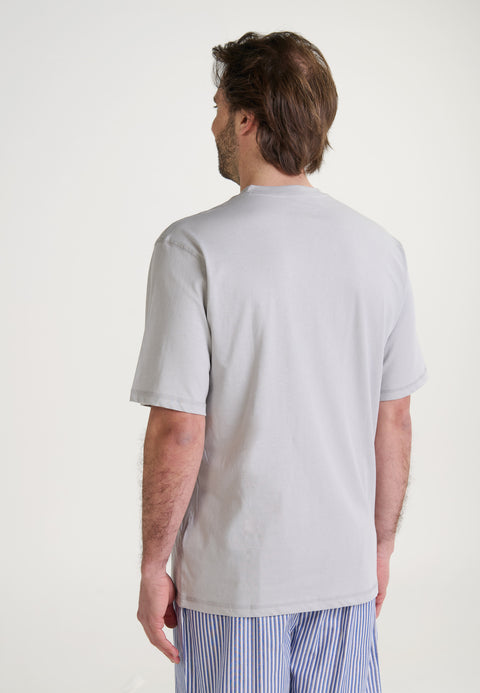 Camiseta Pijama Hombre Manga Corta Tapeta Algodón Lisa - Gris 7633_20 - 37773126 - https://www.elbuhonocturno.com/