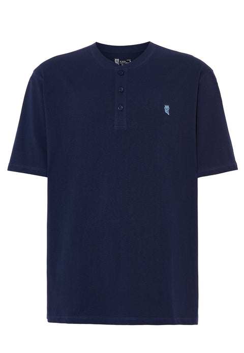 Camiseta Pijama Hombre Manga Corta Tapeta Algodón Lisa - Marino 7635_39 - 56093490 - https://www.elbuhonocturno.com/