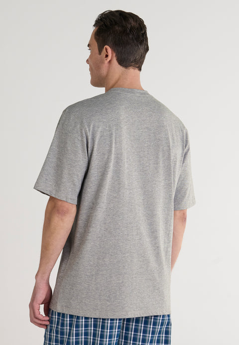 Camiseta Pijama Hombre Manga Corta Tapeta Algodón Lisa - Gris 7636_20 - 46069494 - https://www.elbuhonocturno.com/