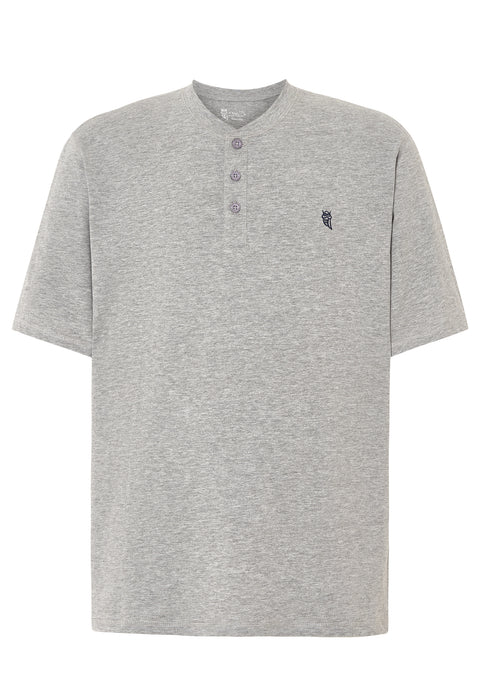 Camiseta Pijama Hombre Manga Corta Tapeta Algodón Lisa - Gris 7636_20 - 2569173 - https://www.elbuhonocturno.com/