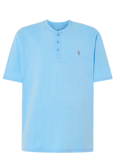 Camiseta Pijama Hombre Manga Corta Tapeta Algodón Lisa - Celeste 7637_30 - 28155153 - https://www.elbuhonocturno.com/