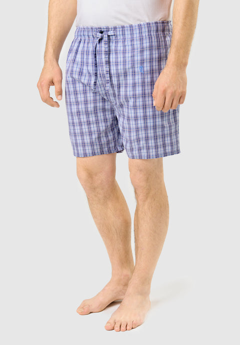 Pantalón Pijama Hombre Corto Popelín Cuadros - Azul 8542_30 - 28822726 - https://www.elbuhonocturno.com/