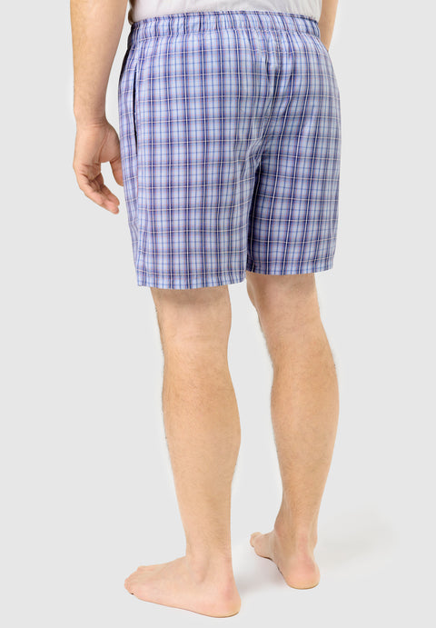Pantalón Pijama Hombre Corto Popelín Cuadros - Azul 8542_30 - 23022015 - https://www.elbuhonocturno.com/
