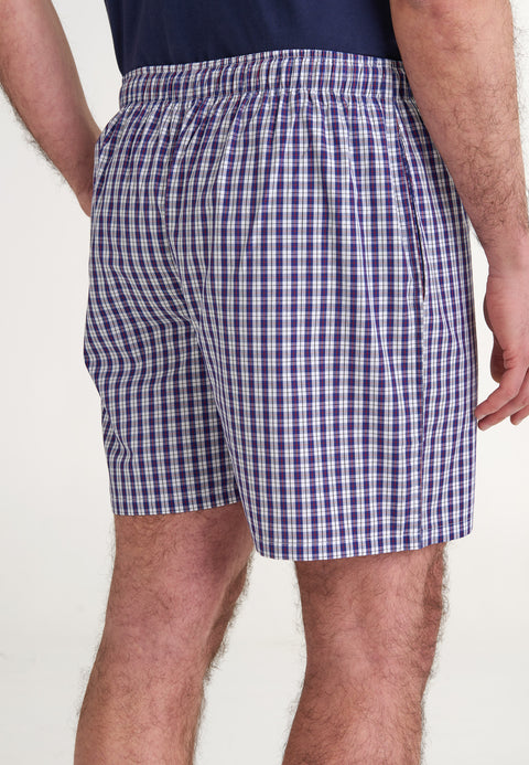 Pantalón Pijama Hombre Corto Popelín Cuadros - Azul 8544_39 - 64759491 - https://www.elbuhonocturno.com/