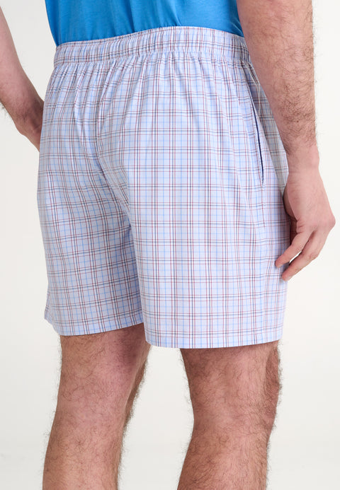 Pantalón Pijama Hombre Corto Popelín Cuadros - Azul 8545_30 - 50098344 - https://www.elbuhonocturno.com/