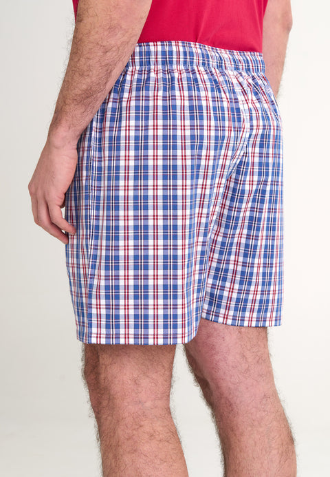 Pantalón Pijama Hombre Corto Popelín Cuadros - Azul 8546_36 - 55598867 - https://www.elbuhonocturno.com/
