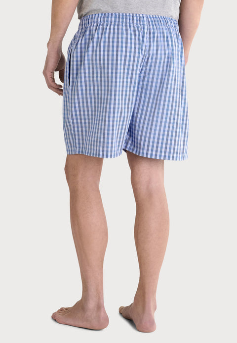 Pantalón Pijama Hombre Corto Popelín Cuadros - Azul 8548_36 - 44793765 - https://www.elbuhonocturno.com/
