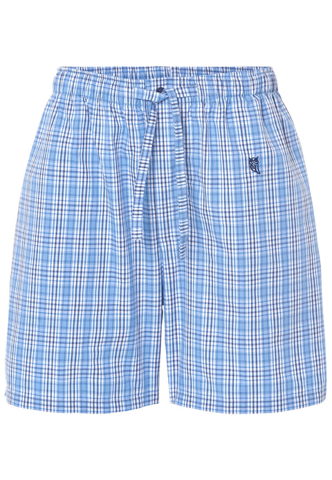 Pantalón Pijama Hombre Corto Popelín Cuadros - Azul 8549_37 - 2427104 - https://www.elbuhonocturno.com/