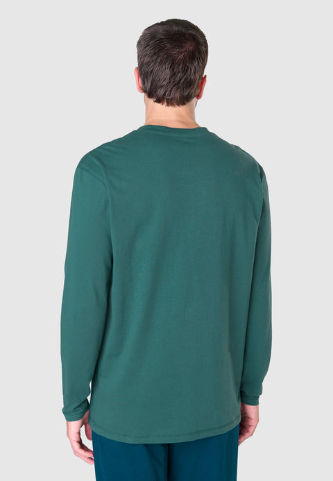 7523 - Long Sleeve Knit T-shirt with Smooth Placket - Green