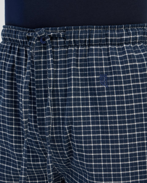Pantalón Pijama Hombre Invierno Premium Algodón Franela Cuadros - Azul 8890_39